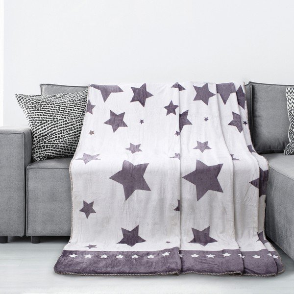 Bijelo-siva deka od AmeliaHome Starlight mikroperkala, 70 x 150 cm-image-2