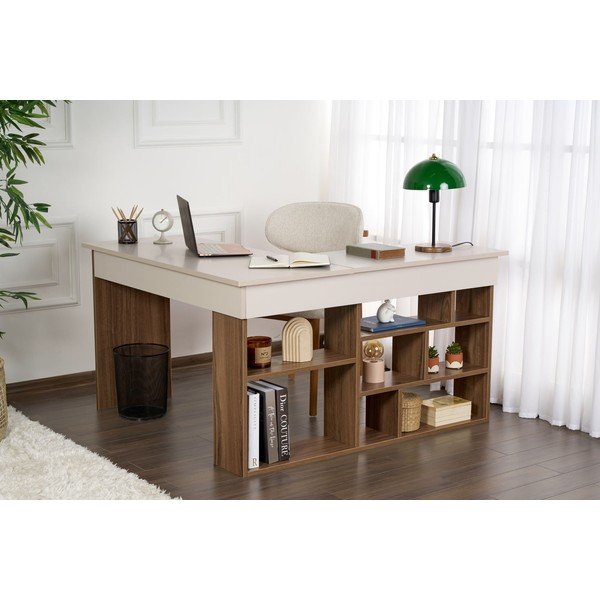Radni stol u dekoru oraha 120x130 cm Vesper – Kalune Design-image-2