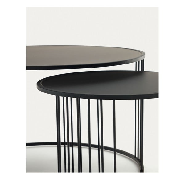 Okrugli pomoćni stol sa staklenom pločom stola ø 75 cm Hadar – Kave Home-image-1
