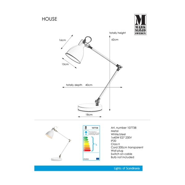 Bijela stolna svjetiljka Markslöjd House Table White-image-2