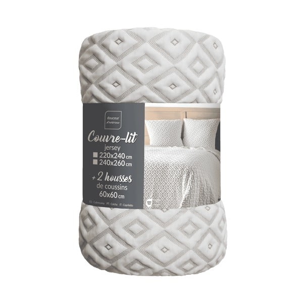 Bijeli/bež set prekrivača i jastučnice od jeseya 240x260 cm Joana – douceur d'intérieur-image-2