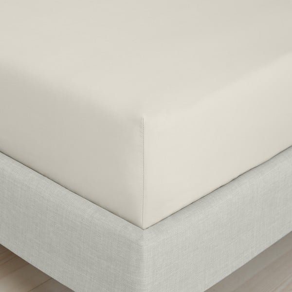 Bež plahta s gumom od pamučnog perkala 185x200 cm Cotton Percale – Bianca-image-3