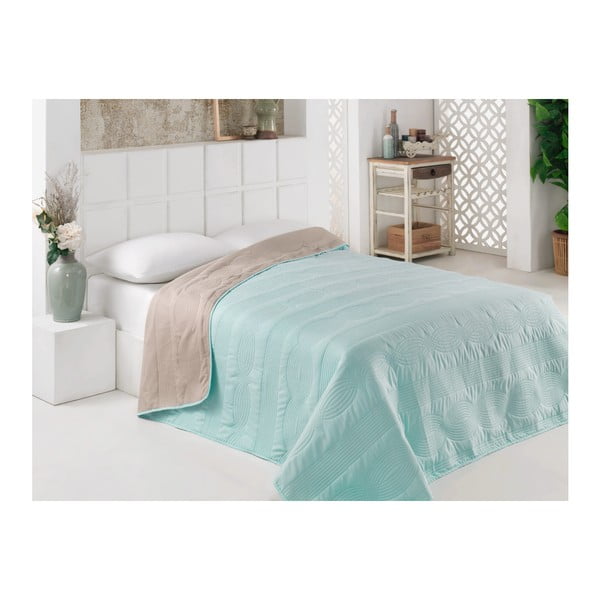 Svijetlozeleni dvostrani prekrivač preko kreveta od mikrovlakana, 160 x 220 cm