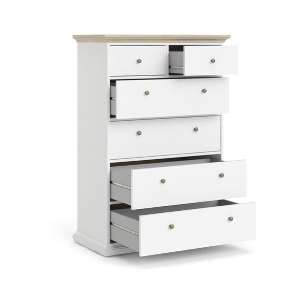 Bijela komoda s detaljima u hrastovom dekoru Tvilum Paris, 96 x 140 cm-image-4