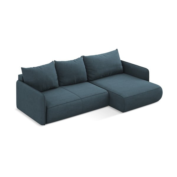 Plava sklopiva/s prostorom za odlaganje kutna garnitura (s desnim kutom) Nanea – Makamii-image-4