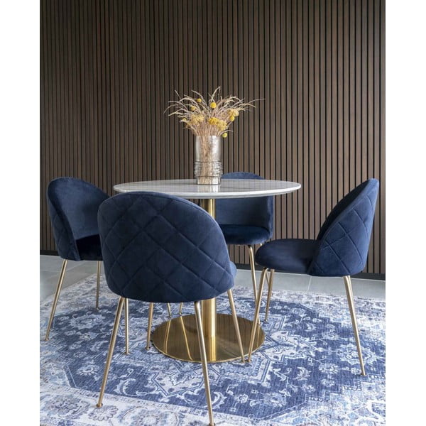 Plave/u zlatnoj boji baršunaste blagovaonske stolice u setu 2 kom Geneve – House Nordic-image-1