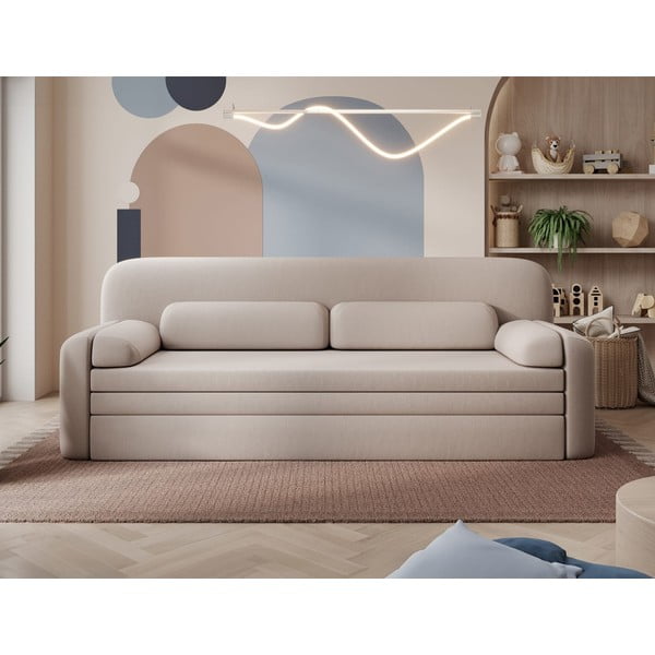 Bež baršunasti sklopiva/s prostorom za odlaganje sofa 236 cm Elioss – ELTAP-image-1