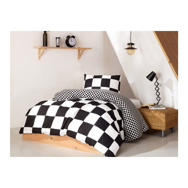 Pamučni set posteljine s plahtama za krevet za jednu osobu Prune, 160 x 220 cm
