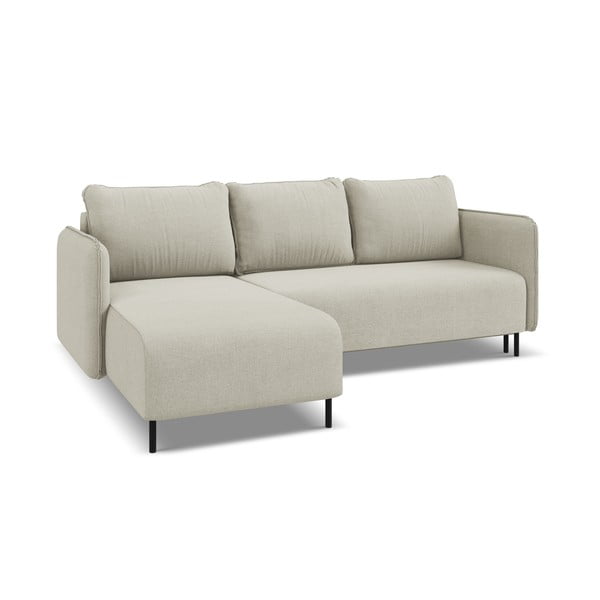 Bež sklopiva/s prostorom za odlaganje kutna garnitura (s lijevim kutom) Luana – Makamii-image-4