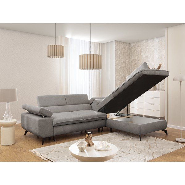 Svijetlo siva kutna garnitura od šenila (s desnim kutom/u obliku slova L) Marbeya  – Ropez-image-4