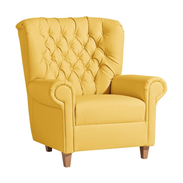 Žuta fotelja od imitacije kože Max Winzer Recliner Vicky Leather