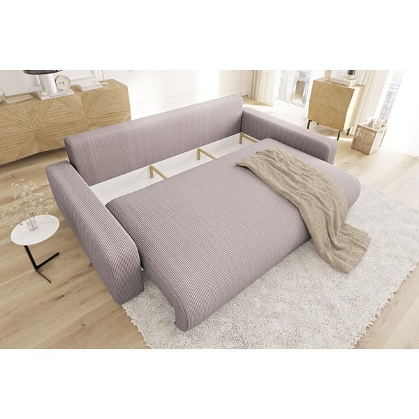 Svijetlo ružičasta sklopiva/s prostorom za odlaganje sofa od samta 234 cm Sara – Ropez-image-4