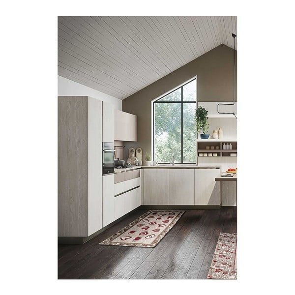 Vrlo izdržljiv kuhinjski gazište Webtappeti Lovely Rosso, 55 x 140 cm