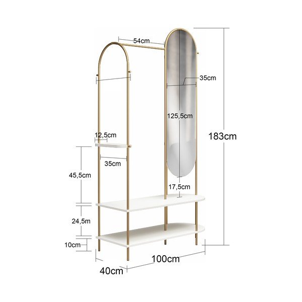 Crni/sivi metalni set za hodnik 101x183x43 cm Anastacia – Støraa-image-2