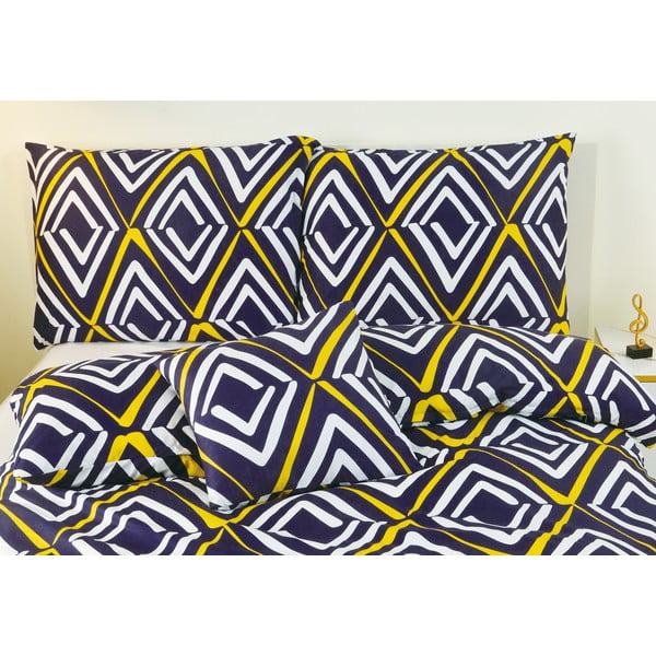 Tamno plava 6-dijelna posteljina za krevet za jednu osobu od mikrosatena 140x200 cm Dylan – My House-image-1