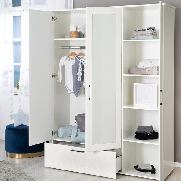 Bijela dječja garderoba s ogledalom 139x190 cm Sylt – Roba-image-1