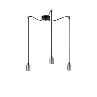 Trodijelna crna viseća lampa s detaljima u boji srebra Bulb Uno Attac