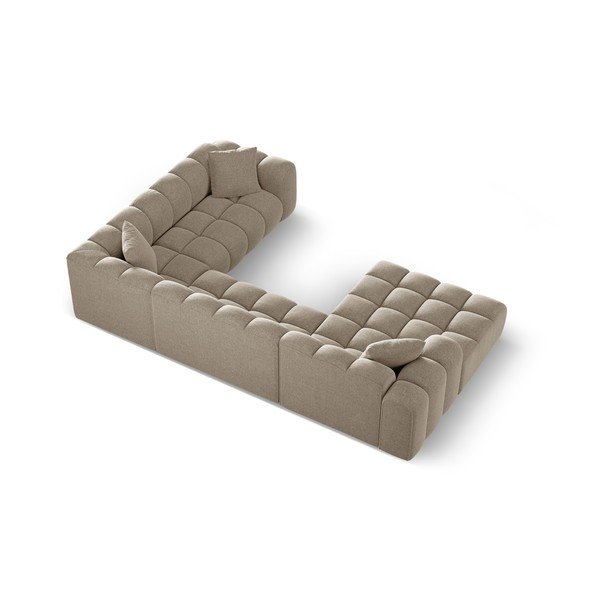 Svjetlo smeđa kutna garnitura od šenila (s desnim kutom/u obliku slova "U") Treno – Cosmopolitan Design-image-3