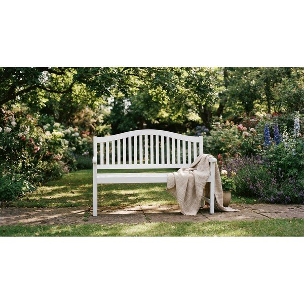 Bijela vrtna klupa od masivnog drveta Singapore – Garden Pleasure-image-3