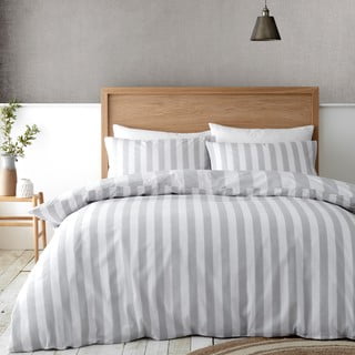 Bijela/siva posteljina za bračni krevet/za produženi krevet 230x220 cm Cove Stripe – Catherine Lansfield