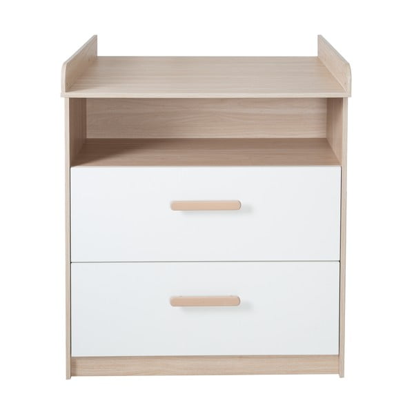 Bijela/u prirodnoj boji dječja komoda u dekoru hrasta s promjenjivim stolom 88x98x75 cm Cabane – Roba