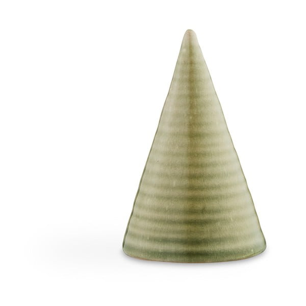 Svjetlozelena ukrasna statueta od zemljanog posuđa Kähler Design Glazed Cone maslinasto zelena, visina 11 cm