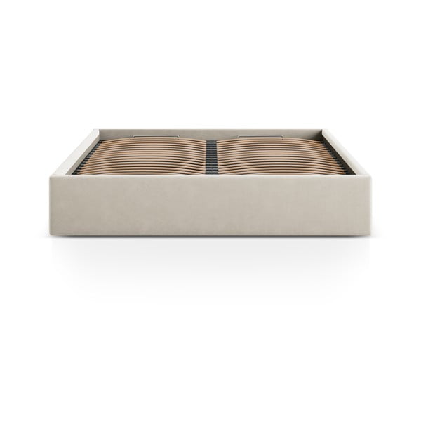 Bež tapecirani bračni krevet s prostorom za odlaganje/bez uzglavlja s podnicom 160x200 cm Susan – Micadoni -image-2
