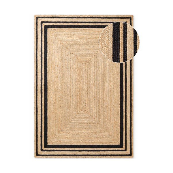 Crni/u prirodnoj boji ručno rađen juten tepih 160x230 cm Jutta – Hanse Home