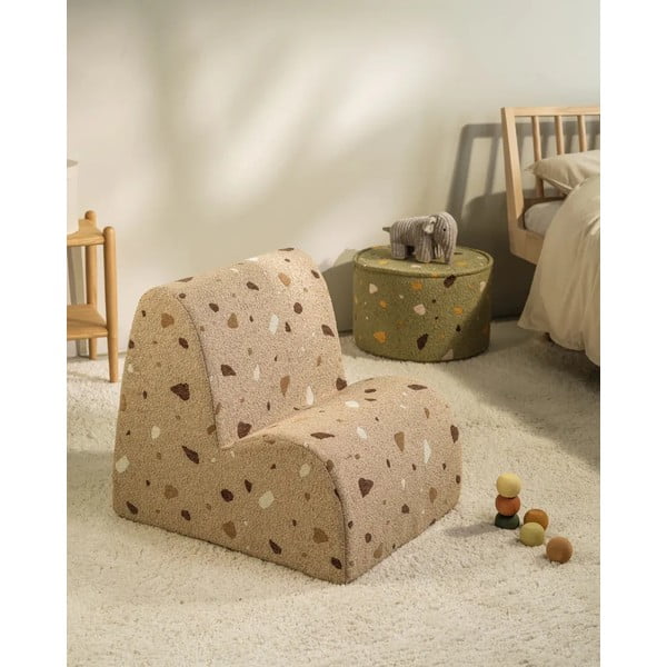 Svjetlo smeđa dječja fotelja od bouclé tkanine/od šenila Terrazzo Cloud – Wigiwama-image-3