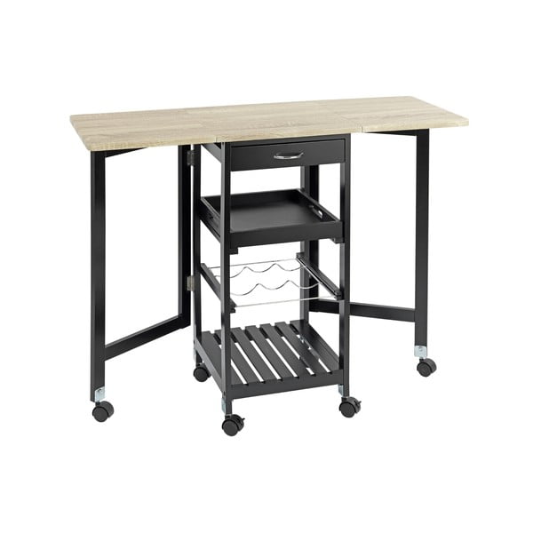 Crna/u prirodnoj boji vitrina za vino u dekoru hrasta broj boca 3 kom, 97x77 cm – Maximex