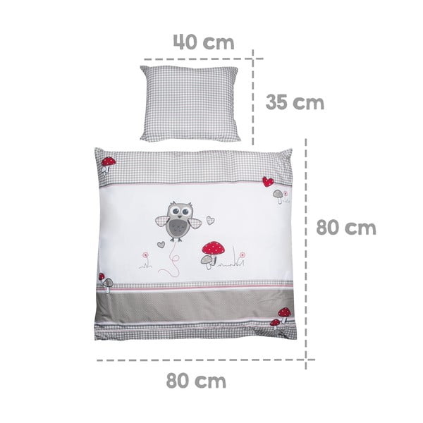 Bijela/siva pamučna dječja posteljina za dječji krevetić 80x80 cm Adam & Eule – Roba-image-3