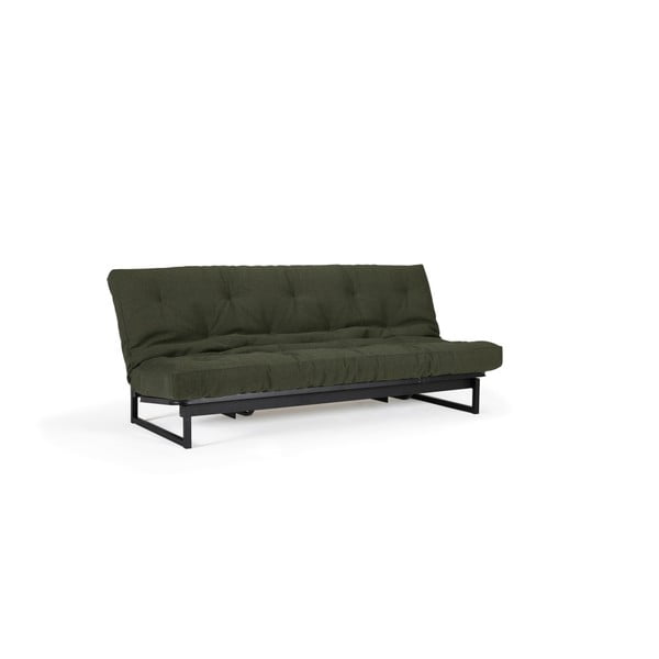 Tamnozeleni kauč na razvlačenje Innovation Fraction Elegant Twist Dark Green, 81 x 200 cm