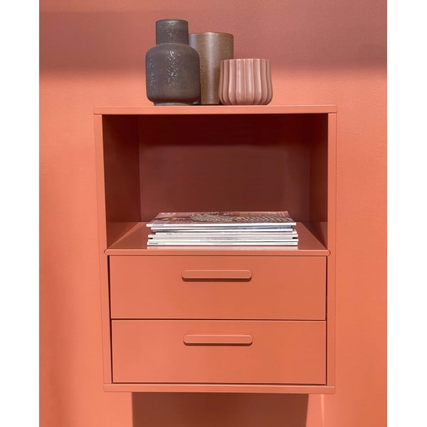 Noćni ormarić ciglasto crvene boje s 2 ladice Keep by Hammel-image-1