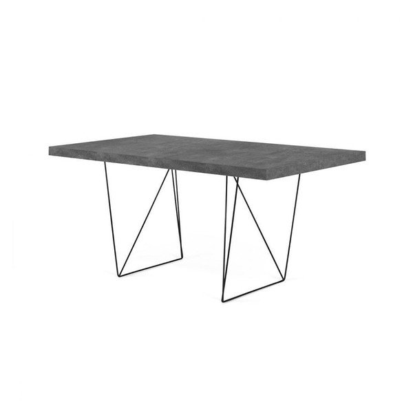 Radni stol u betonskom dekoru s crnim postoljem TemaHome Multi, 160 x 90 cm