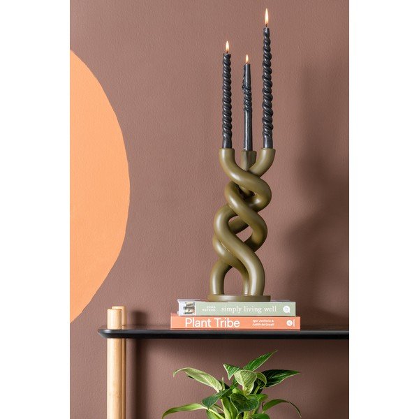 Zeleni keramički svijećnjak za tri svijeće PT LIVING Twisted, visina 31,4 cm-image-1
