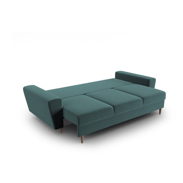 Petrolej zelena baršunasti sklopiva/s prostorom za odlaganje sofa 235 cm Kyoto – Cosmopolitan Design-image-2