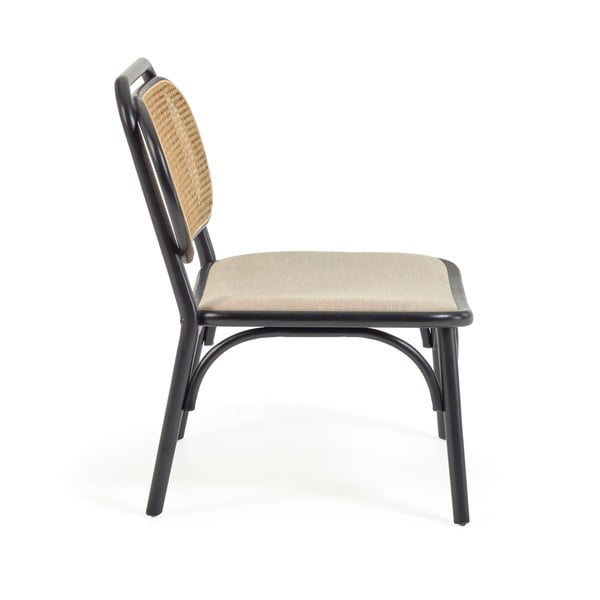 Stolica od punog brijesta sa završnom obradom crnog laka i tapeciranim sjedalom Kave Home Doriane-image-2