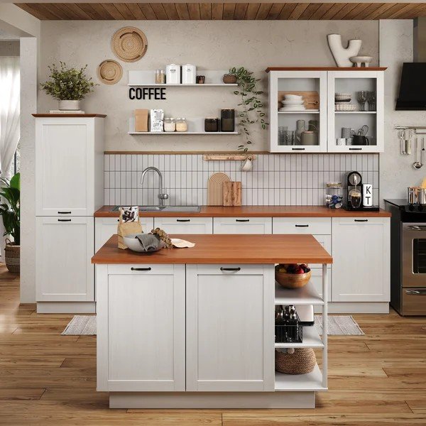 Bijela/jantarna viseća vitrina od masivnog bora 105x80x35 cm Teramo – Støraa-image-2