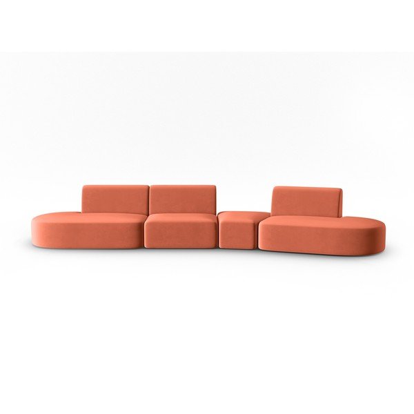 Ružičasta baršunasti sofa s desnim kutom 428 cm Paolo – Milo Casa