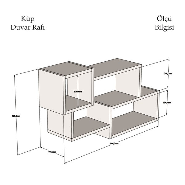 Bijelo-smeđa zidna polica Afro-image-2