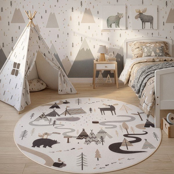 Krem periv dječji tepih ø120 cm Coco 1135 – Ayyildiz Carpets-image-1