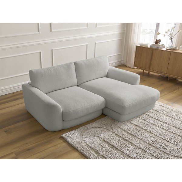 Svijetlo siva kutna garnitura od bouclé tkanine (s desnim kutom/s ležaljkom) Leonore – Bobochic Paris-image-3