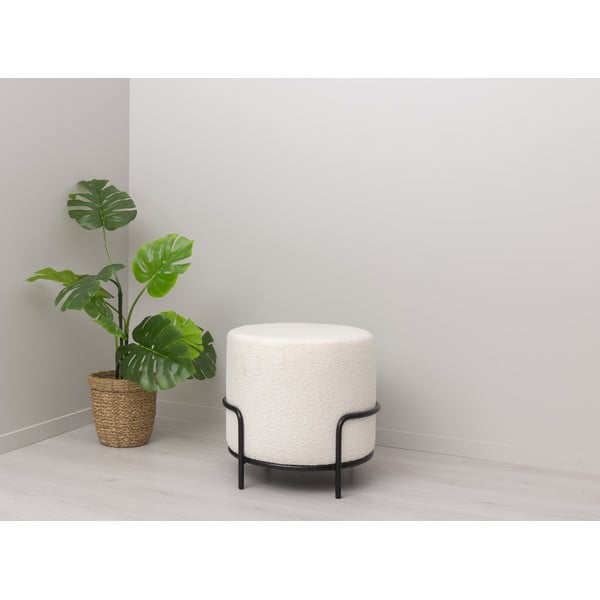 Bijeli tabure od bouclé tkanine Carl – Tenzo-image-4