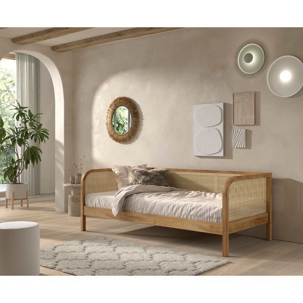 Krevet od punog hrasta s podnicom 90x200 cm u prirodnoj boji Olive Captain Rotan – Vipack-image-1