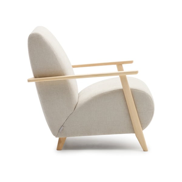 Bež/krem fotelja od šenila Meghan – Kave Home-image-4