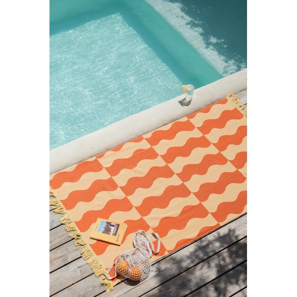 Žuti /narančasti pamučan ručnik za plažu 100x160 cm Nuno – noo.ma-image-2