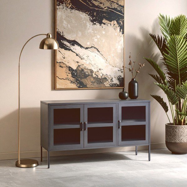Siva željezna vitrina 140x80x45 cm Acier – Premier Housewares-image-3