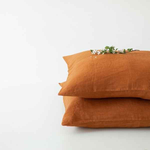 Cimet smeđa platnena jastučnica Linen Tales, 70 x 90 cm