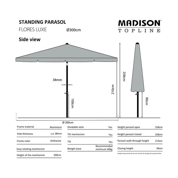 Plavi suncobran ø 300 cm Flores - Madison-image-1