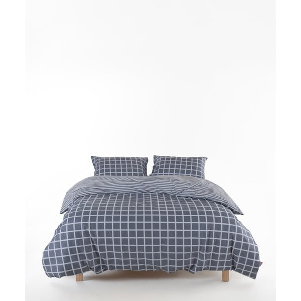 Siva posteljina za bračni krevet/za produženi krevet od renforce pamuka 240x220 cm Linear Calm Geometric – Mila Home Luxury